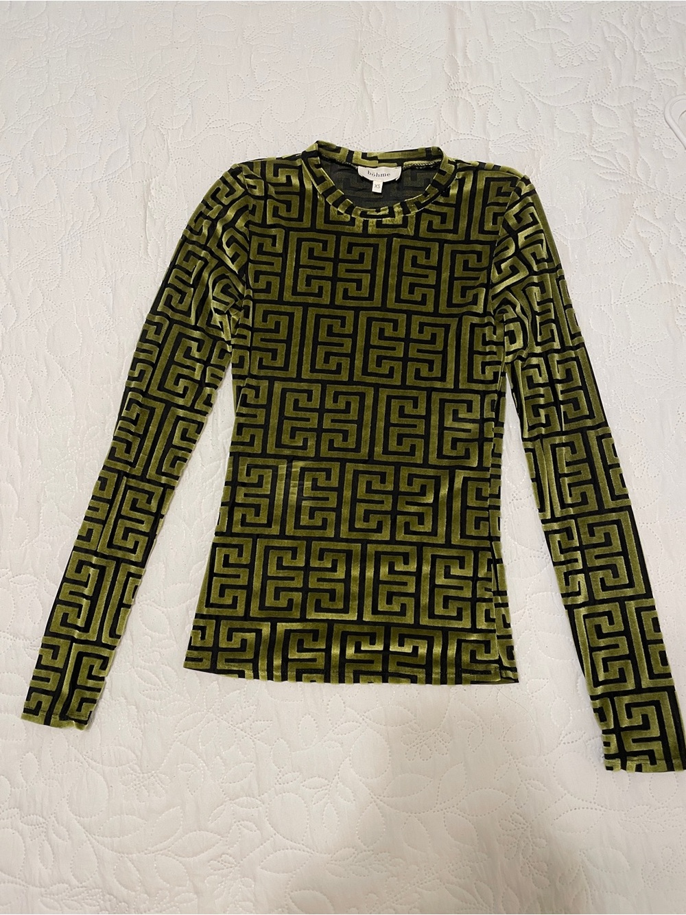 bohme Olive & Black Geometric Long-Sleeve Tee